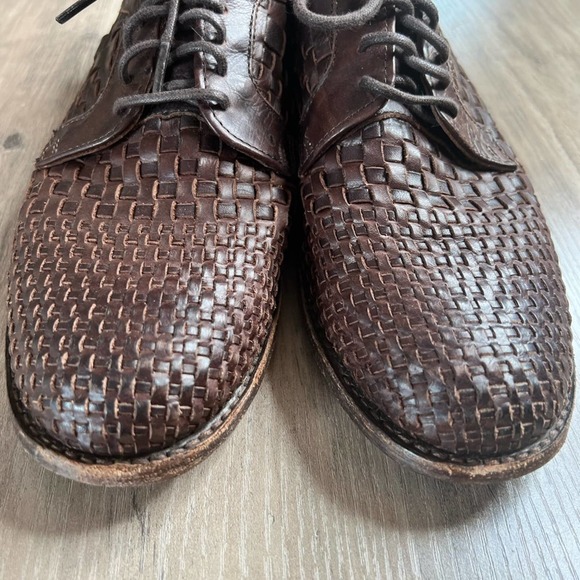 Frye Manny Woven Oxford Braided Leather Lace Up Loafer Boho Career Brown 8.5 - Picture 3 of 7